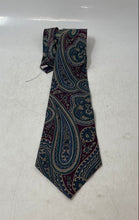 Load image into Gallery viewer, Pierre Cardin Mens Green Multicolor Paisley Print Silk Adjustable Pointed Tie