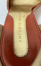 Load image into Gallery viewer, Antonio Melani Womens Dark Orange Leather Ankle Strap Heels Size 9.5M
