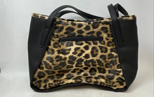 Load image into Gallery viewer, Nine West Womens Black Brown Leopard Print Faux Leather Shoulder Handbag