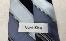 Load image into Gallery viewer, Calvin Klein Mens Blue Black Striped Adjustable Long Formal Designer Tie