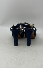 Load image into Gallery viewer, Spatarella Staff Womens Blue Leather Peep Toe Block Platform Heels Size 37