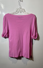 Load image into Gallery viewer, Lauren Ralph Lauren Womens Pink Cotton Cuff Short Sleeve Boat Neck T-Shirt Sz L