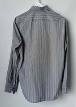 Load image into Gallery viewer, Hugo Boss Mens Gray Striped Spread Collar Long Sleeve Button-Up Shirt Size Small