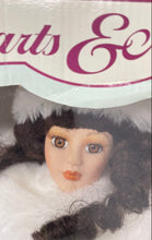 Load image into Gallery viewer, Hearts & Memories White Coat Brown Hair Collectible Porcelain Doll In Box