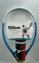 Load image into Gallery viewer, Wilson Ultra Power XL 112 White Blue Tennis Racket And Tennis Balls Player Set