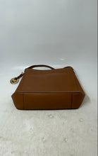 Load image into Gallery viewer, Michael Kors Womens Brown Leather Charm Adjustable Strap Zipper Crossbody Bag
