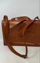 Load image into Gallery viewer, Ecosusi Womens Brown Leather Outer Pocket Shoulder Strap Flap Laptop Bag