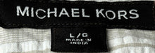 Load image into Gallery viewer, Michael Kors Mens White Beige Striped Short Sleeve Button-Up Shirt Size L