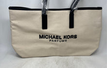 Load image into Gallery viewer, Michael Kors Womens Beige Black Double Handle Top Opening Medium Tote Bag