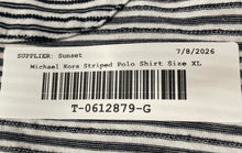 Load image into Gallery viewer, Michael Kors Mens Blue White Striped Cotton Short Sleeve Polo Shirt Size XL