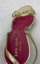 Load image into Gallery viewer, Kate Spade New York Womens Gold Leather Bow Stiletto Slingback Sandals Size 8B