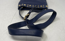 Load image into Gallery viewer, Michael Kors Womens Ludlow Blue Leather Adjustable Strap Studded Crossbody Bag