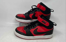 Load image into Gallery viewer, Nike Boys Court Borough Mid 2 CD7782-602 Black Red Lace-Up Sneakers Shoes Sz 7Y