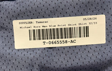 Load image into Gallery viewer, Michael Kors Mens Blue Printed Slim Fit Collared Dress Shirt Size 16.5 32/33 L