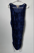 Load image into Gallery viewer, Michael Kors Womens Blue Tie Dye Sleeveless Scoop Neck Ruched Mini Dress Size M