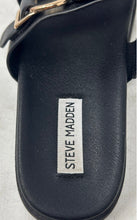 Load image into Gallery viewer, Steve Madden Womens Hanni Black Leather Double Strap Slide Sandals Size 8M