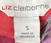 Load image into Gallery viewer, Liz Claiborne Womens Red Purple Geometric 3/4 Sleeve Crew Neck Blouse Top Size S