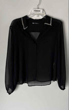 Load image into Gallery viewer, Zara Womens Black Long Sleeve Button Front Blouse Top Size Small