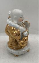 Load image into Gallery viewer, Vintage Porcelain Hand Painted Gold Gilt Chinese Happy Buddha Statue Figurine