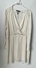 Load image into Gallery viewer, BCBGMaxazria Womens White V-Neck Long Sleeve Drawstring Waist Shift Dress Size L