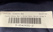 Load image into Gallery viewer, Psycho Bunny Mens Blue Print Short Sleeve Collared Button Front Polo Shirt Sz 6