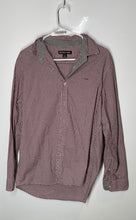 Load image into Gallery viewer, Michael Kors Mens Burgundy White Gingham Classic Fit Button-Up Shirt Size L