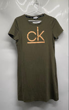 Load image into Gallery viewer, Calvin Klein Womens Green Short Sleeve Round Neck Pullover T-Shirt Dress Size M