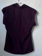 Load image into Gallery viewer, Calvin Klein Womens Purple Short Cap Sleeve V-Neck Blouse Top Size Small