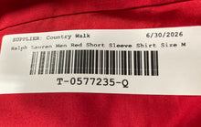 Load image into Gallery viewer, Ralph Lauren Mens Red Custom Fit Short Sleeve Button-Up Shirt Size Medium