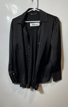 Load image into Gallery viewer, Zara Womens Black Long Sleeve Spread Collar Button-Up Shirt Size XS