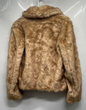 Load image into Gallery viewer, H&M Womens Beige Faux Fur Long Sleeve Notch Lapel Hook & Eye Jacket Size 2