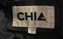Load image into Gallery viewer, Chia Unisex Black Leather Long Sleeve Belted Motorcycle Jacket Size Medium