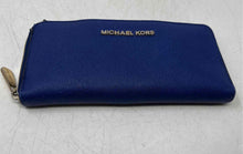 Load image into Gallery viewer, Michael Kors Womens Blue Saffiano Leather Inner Divider Zip-Around Wallet