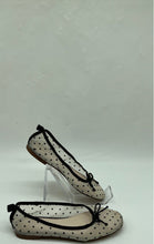 Load image into Gallery viewer, Zara Girls White And Black Polka Dot Mesh Bow Slip-On Ballerina Shoes Size EU 32