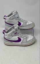 Load image into Gallery viewer, Nike Girls Court Borough Mid 2 White Purple Hook & Loop Sneaker Shoes Size 13C