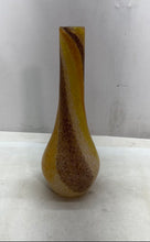 Load image into Gallery viewer, Murano Brown Yellow Striped Hand-Blown Glass Home Decorative Bud Vase