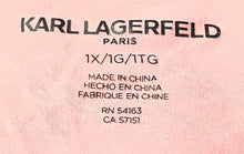 Load image into Gallery viewer, Karl Lagerfeld Womens Pink Short Sleeve Rhinestone Logo Graphic T-Shirt Size 1X