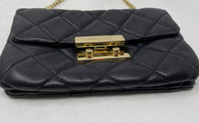 Load image into Gallery viewer, Michael Kors Womens Black Golden Inner Pockets Chain Strap Flap Shoulder Handbag