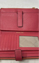 Load image into Gallery viewer, Michael Kors Womens Burgundy Pebbled Leather Credit Card Slot Bifold Wallet