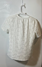 Load image into Gallery viewer, Zara Womens White Crew Neck Short Sleeve Eyelet Embroidery Pullover T-Shirt Sz S
