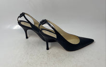 Load image into Gallery viewer, Annamaria Sevieri Womens Black Leather Pointed Toe Slingback Heels Size 8