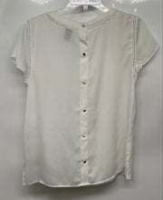 Load image into Gallery viewer, Anne Klein Womens White Short Sleeve Round Neck Button Back Blouse Top No Size