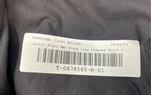 Load image into Gallery viewer, Calvin Klein Mens Black Long Sleeve Slim Fit Herringbone Dress Shirt Size M