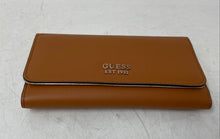 Load image into Gallery viewer, Guess Womens Brown Leather Card Holder Fold Over Snap Tri-Fold Wallet