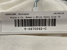 Load image into Gallery viewer, Style & Co. Womens White Flat Front Drawstring Wide Leg Trouser Pants Size 14