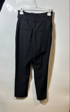 Load image into Gallery viewer, Zara Womens Black Slash Pocket High Rise Belted Straight Leg Dress Pants Size XS