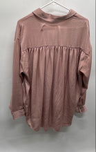 Load image into Gallery viewer, Express Womens Pink Collared Long Sleeve Button-Up Shirt Size Medium
