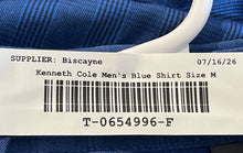 Load image into Gallery viewer, Kenneth Cole Reaction Mens Blue Plaid Slim Fit Non-Iron Dress Shirt Size M