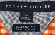 Load image into Gallery viewer, Tommy Hilfiger Mens White And Orange Gingham Classic Fit Button-Up Shirt Size L