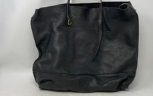 Load image into Gallery viewer, Linea Pelle Womens Brown Black Pebble Leather Double Strap Medium Tote Bag